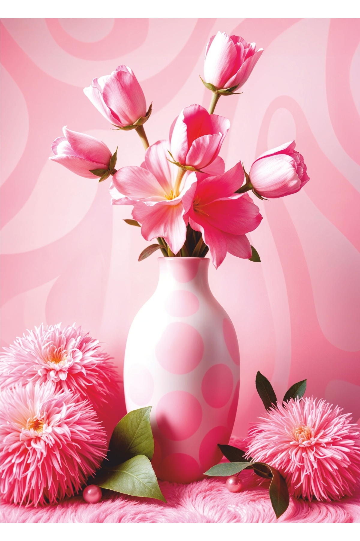 Pembe Laleler Kanvas Tablo