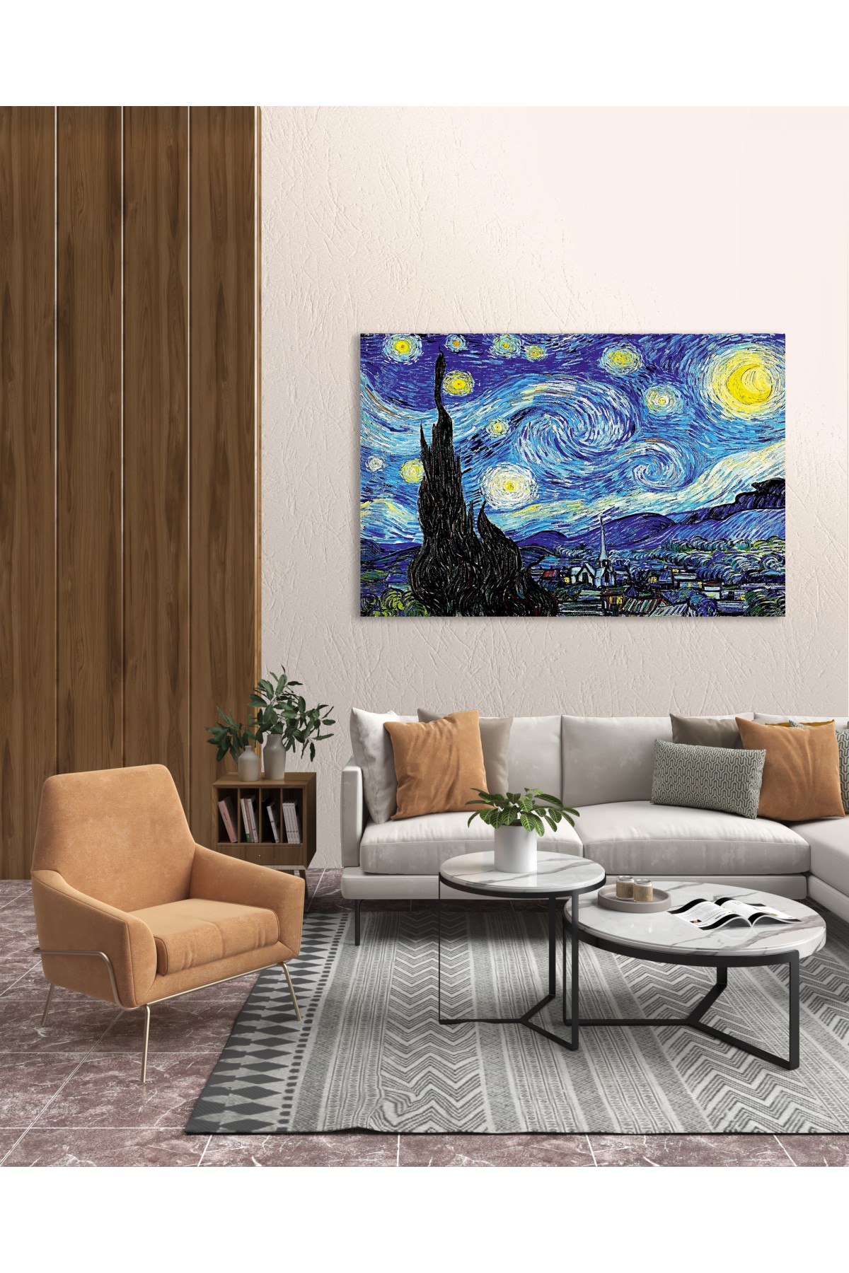 Yıldızlı Gece Kanvas Tablo