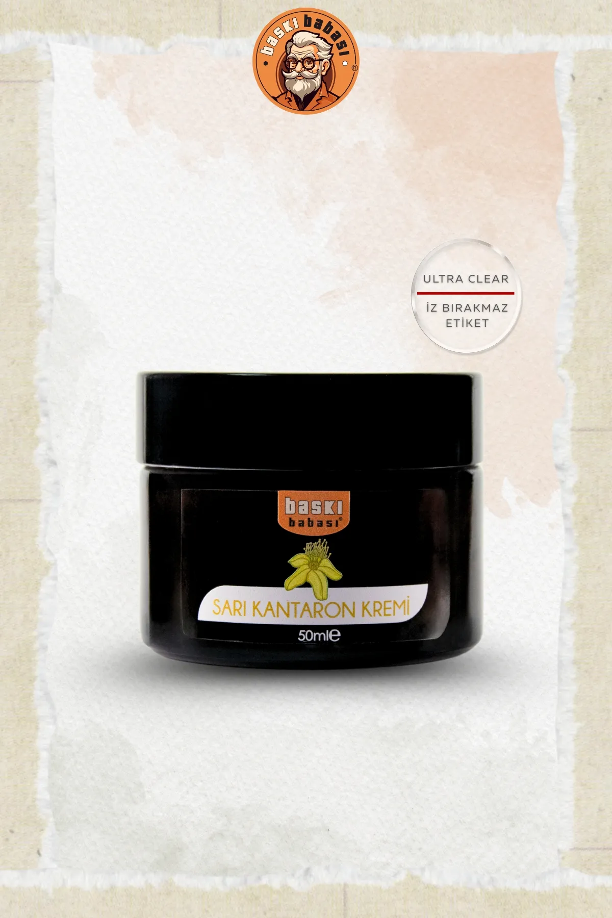50ml Kozmetik Kavanoz Ürün Etiketi (Şeffaf)