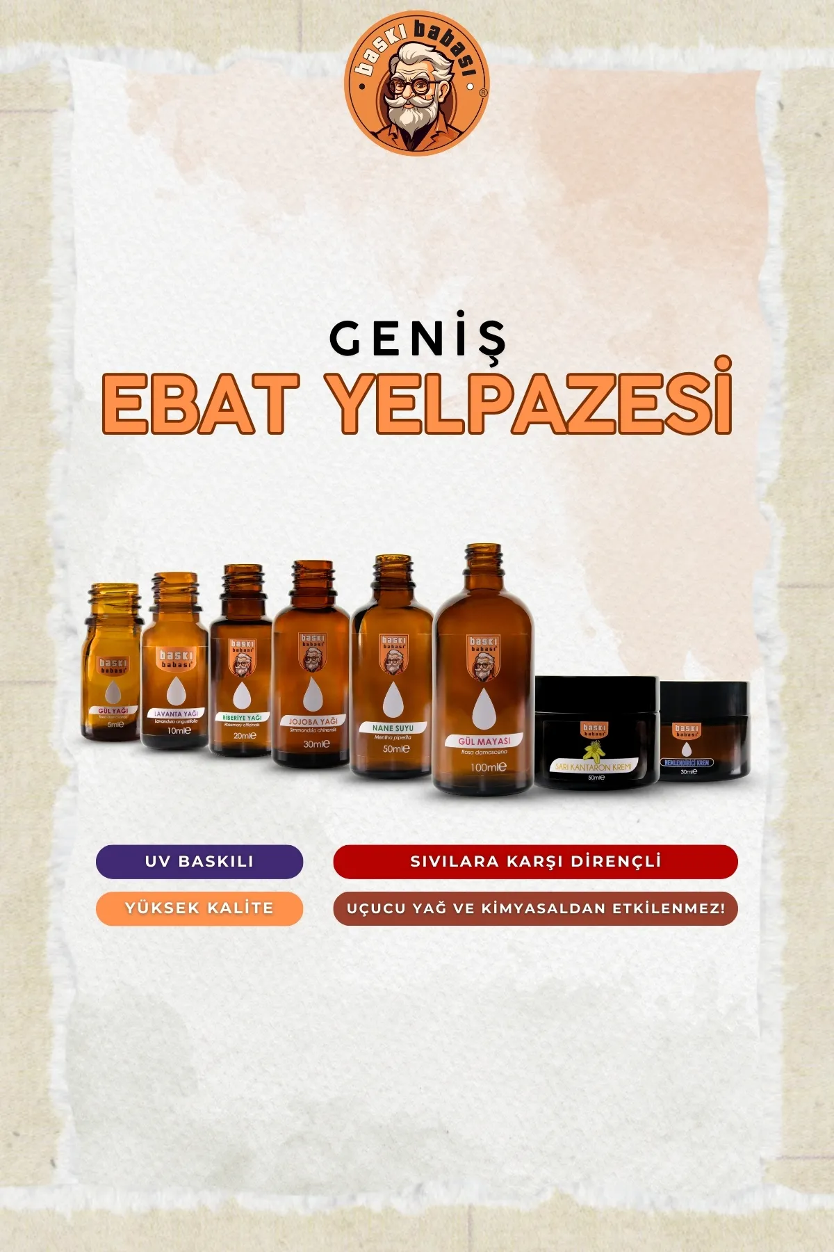 50ml Kozmetik Kavanoz Ürün Etiketi (Şeffaf)