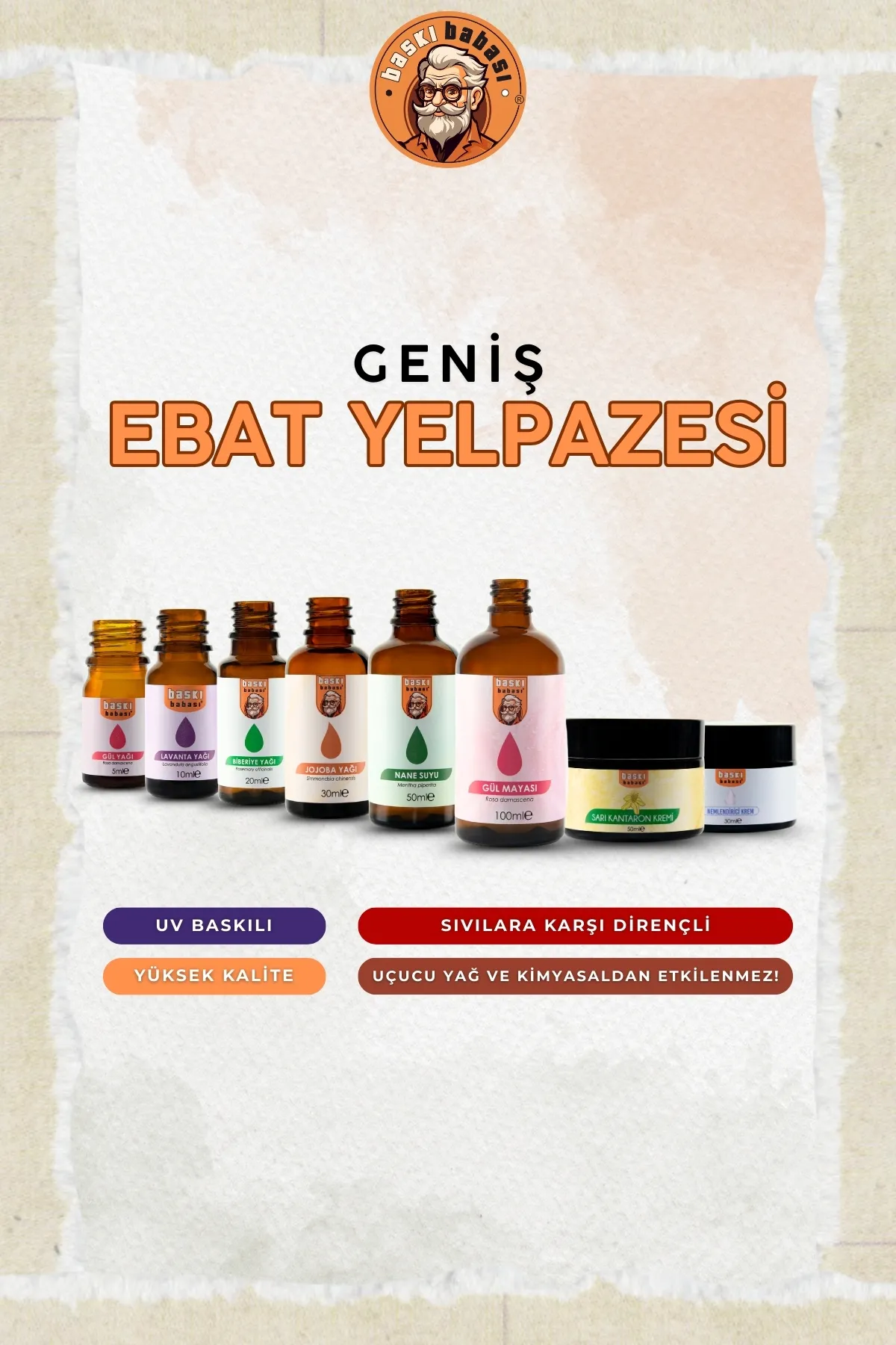10ml Kozmetik Ürün Etiketi (Opak)